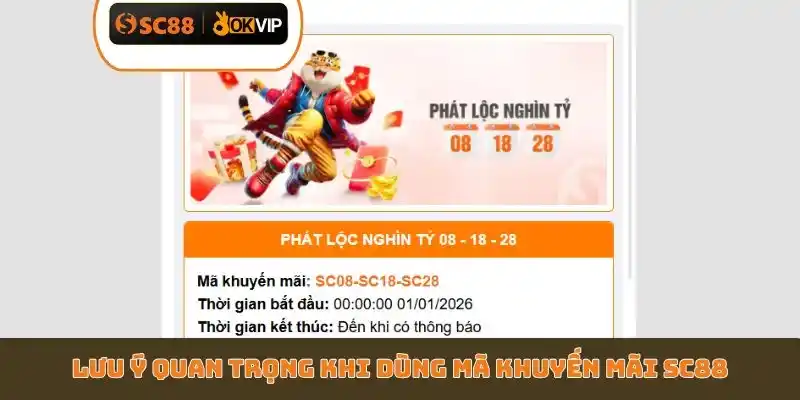 Lưu ý quan trọng khi dùng mã khuyến mãi SC88